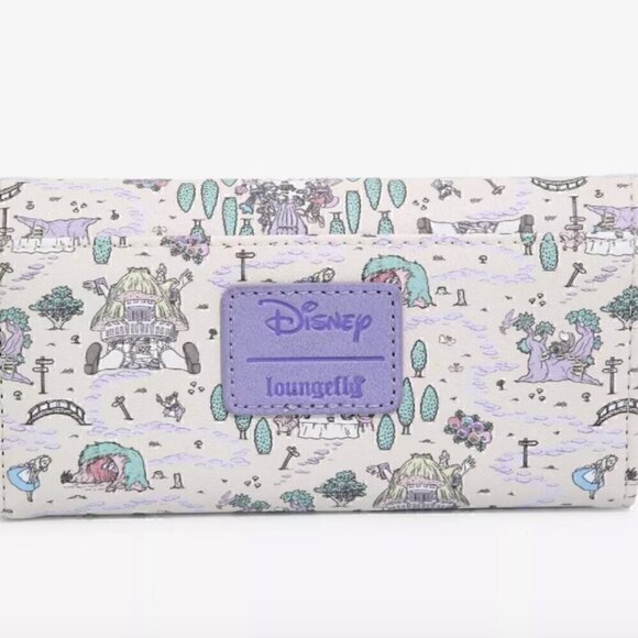 Loungefly Disney Alice In Wonderland Pastel Map Flap Wallet - Picture 2 of 3